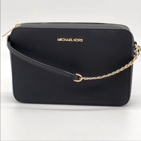 Michael Kors Jet Set Item Crossbody Bag Leather Black - Picture 1 of 9